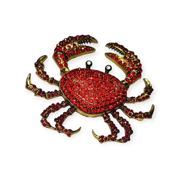 Heidi Daus Red Crystal Crab Bling Brooch - Picture 10 of 14